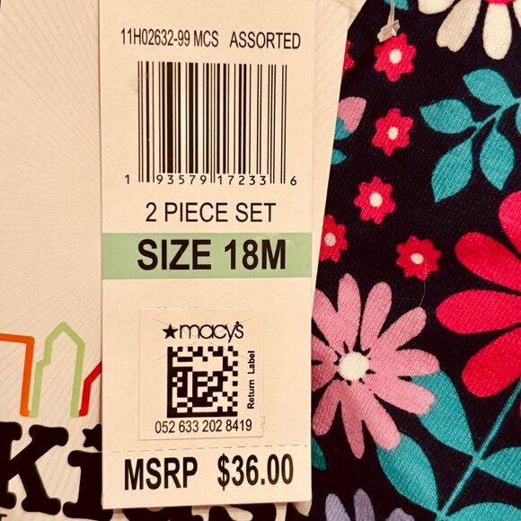 Kids Headquarters Girl Hoodie & Floral Leggings Outfit Set Navy 18M - Picture 6 of 7